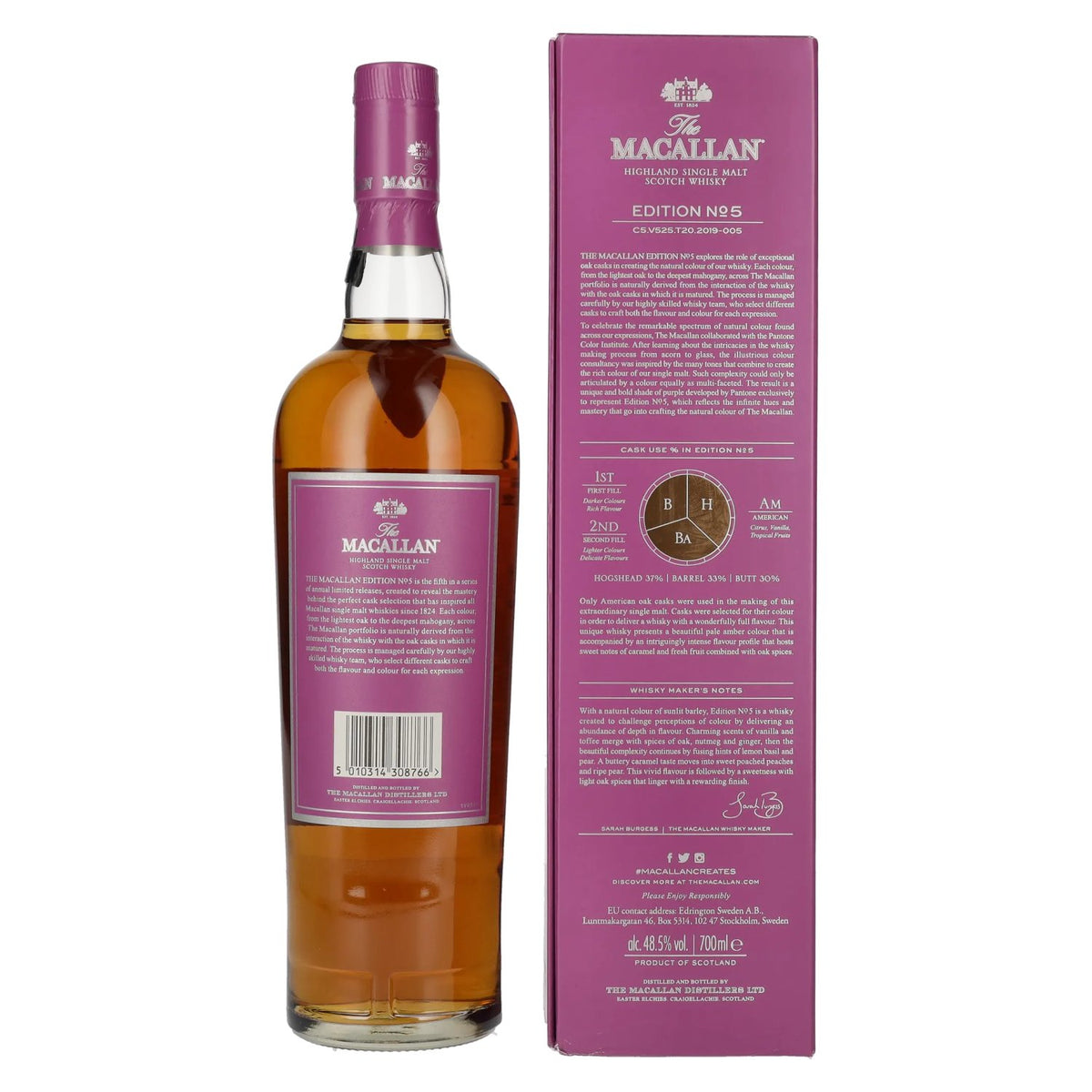 The Macallan EDITION N° 5 Highland Single Malt 48,5% vol. 0,7 l in geschenkverpakking