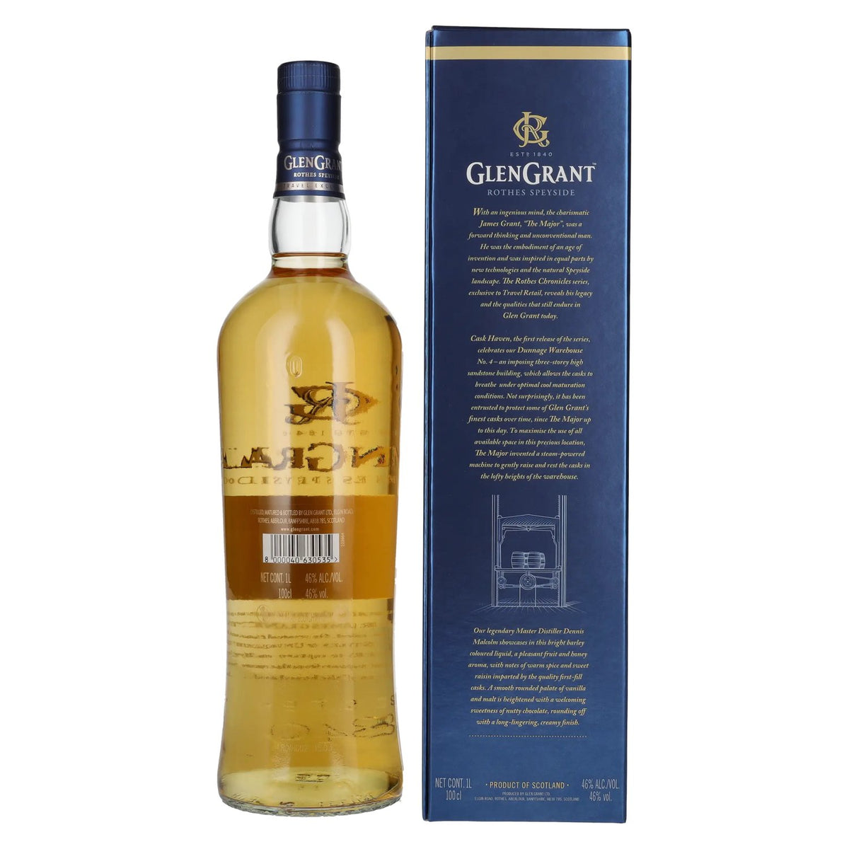 Glen Grant Rothes Chronicles Cask Haven Single Malt Scotch Whisky 46% ABV, 1 litre in a gift box