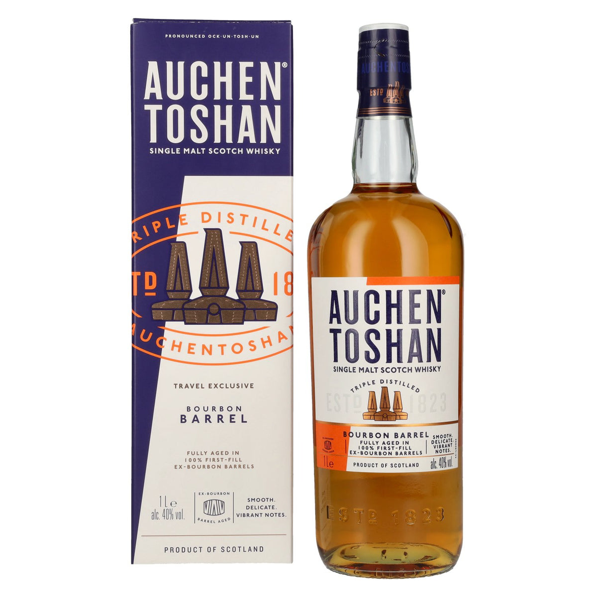 Auchentoshan BOURBON BARREL Single Malt Scotch Whisky Travel Exclusive 40% vol. 1 litre in a gift box