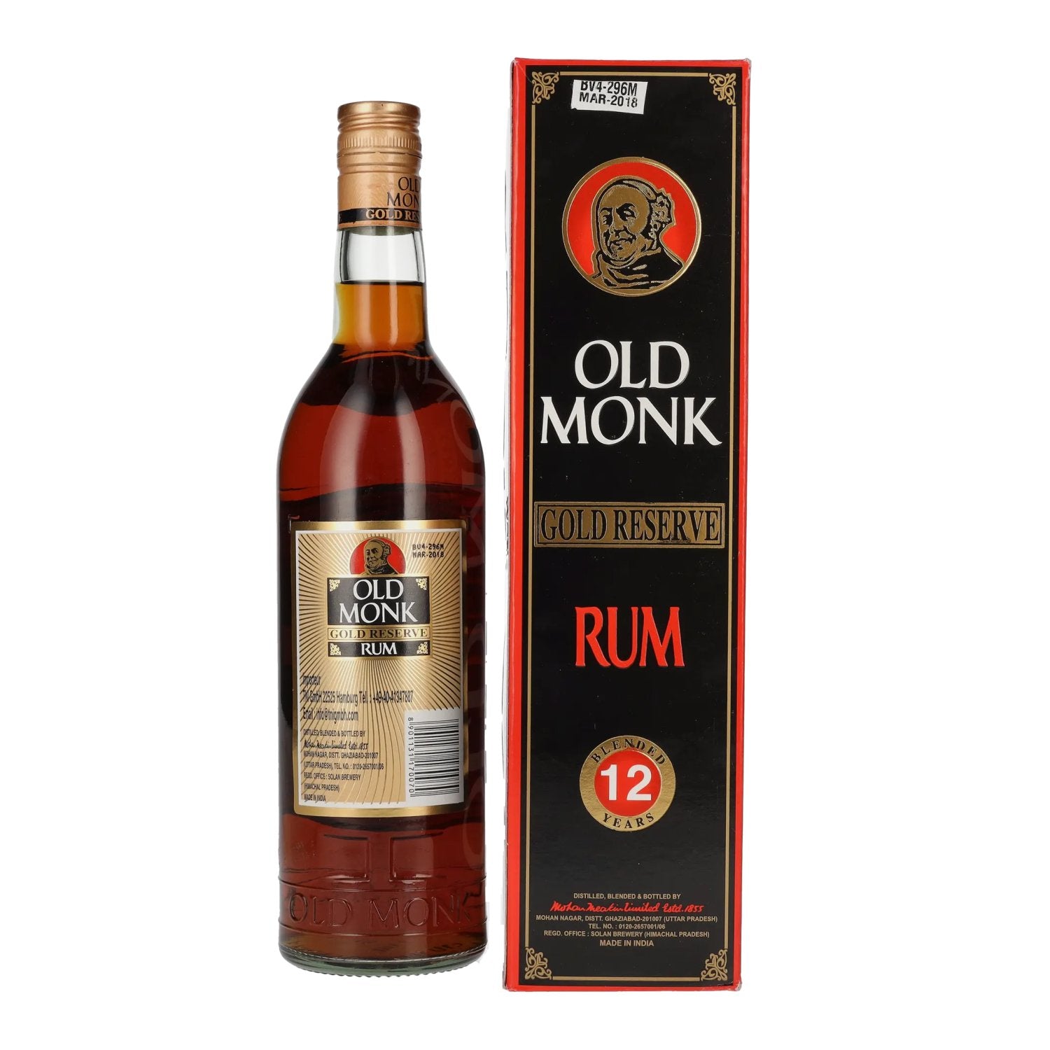 Old Monk Gold Reserve Rum 12 Jaar Oud 42,8% Vol. 0,7l in geschenkverpakking