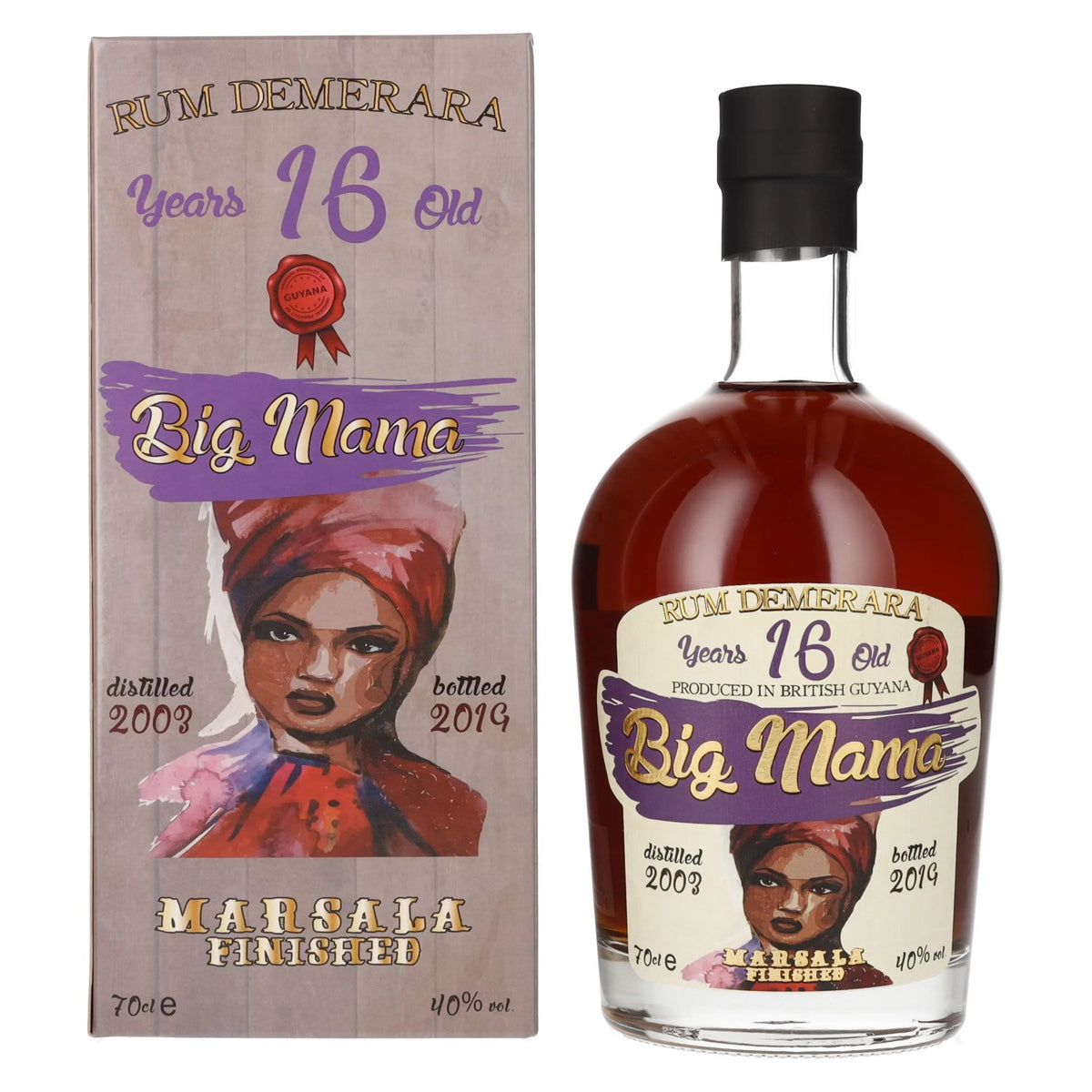 Big Mama Rum Demerara 16 ans d'âge, affiné au Marsala, 40 % vol., 0,7 l, dans un coffret cadeau