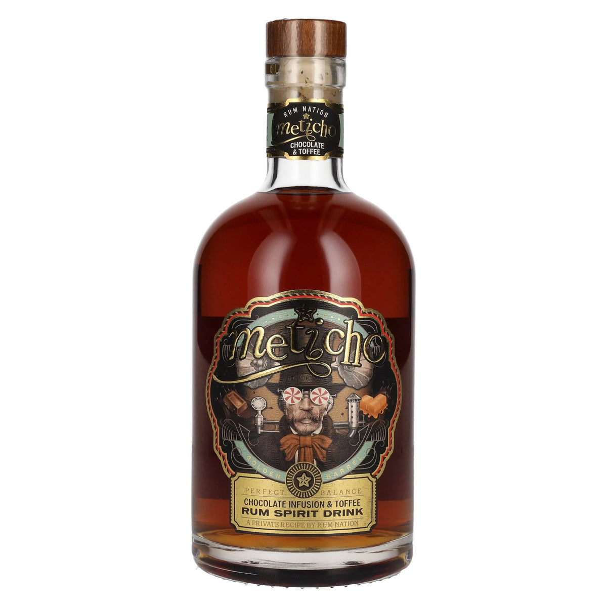 Rum Nation Meticho, boisson alcoolisée au rhum infusé au chocolat et au caramel, 40 % vol., 0,7 l