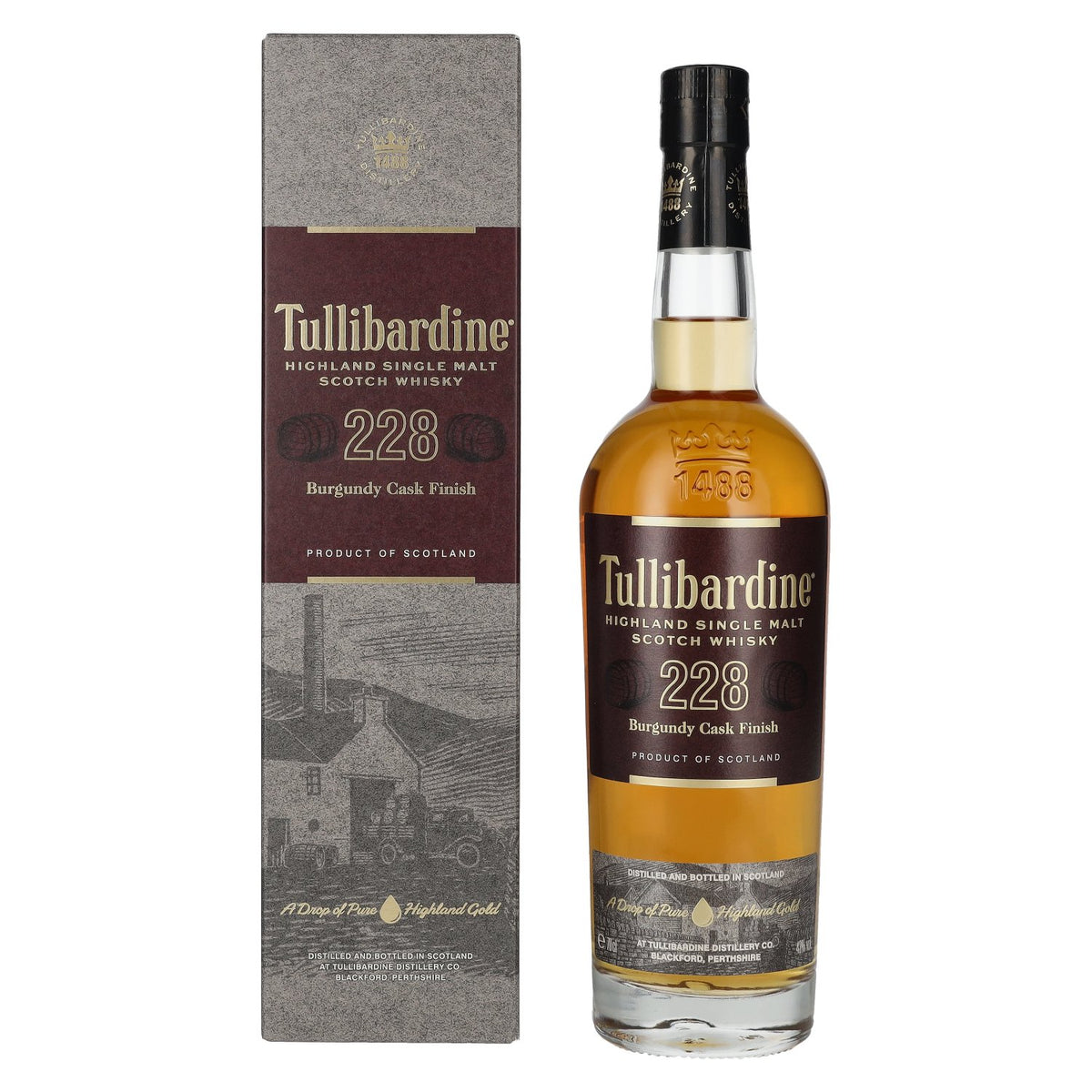 Tullibardine 228 Burgundy Finish Highland Single Malt Scotch Whisky 43% ABV, 0.7 l in a gift box