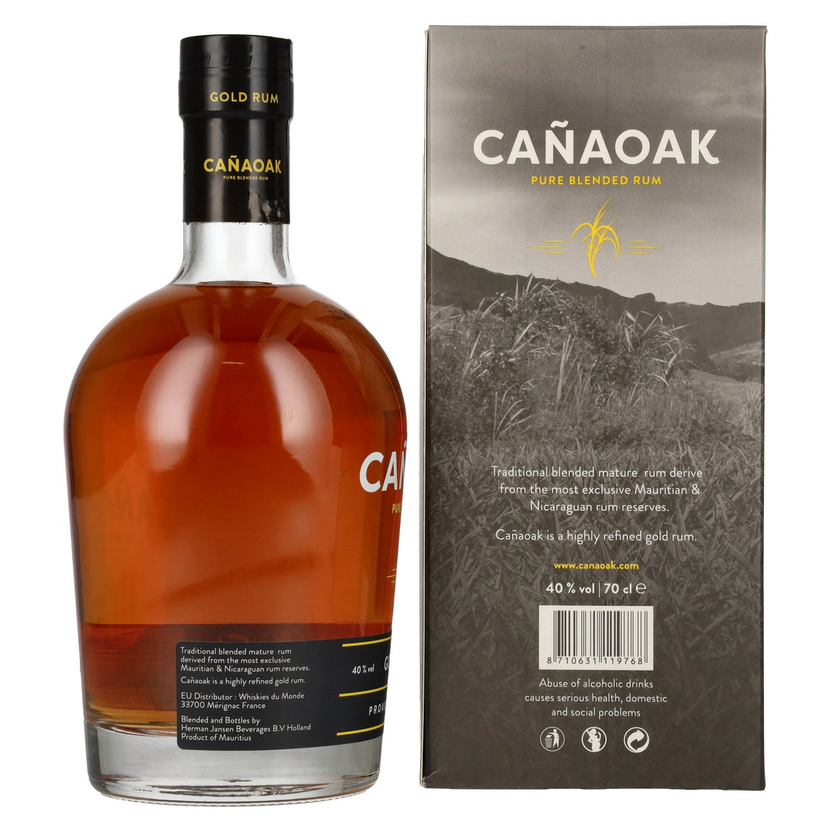 Cañaoak Pure Blended Gold Rum 40% ABV, 0.7 litres, in a gift box