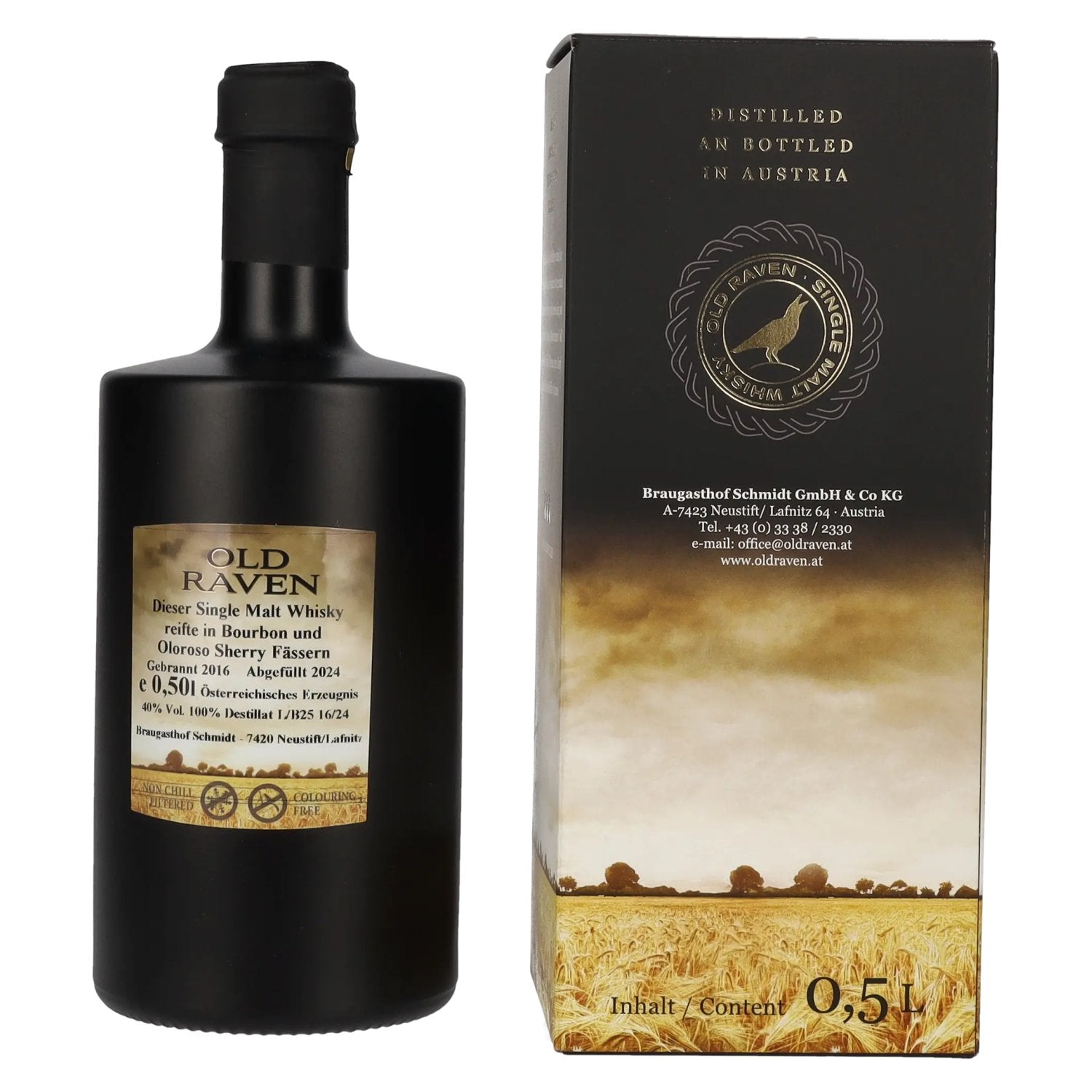Old Raven Triple Distilled Single Malt Whisky 40% Vol. 0,5l in geschenkverpakking