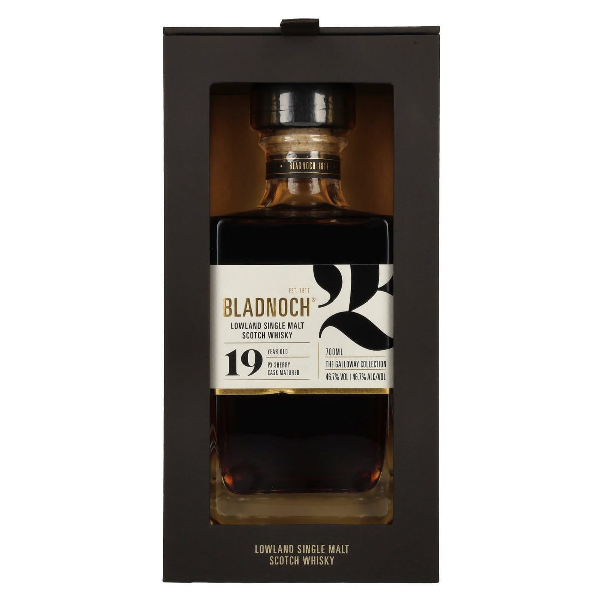 Bladnoch 19 Years Old Lowland Single Malt PX Sherry Cask 46.7% ABV 0.7 l in a gift box