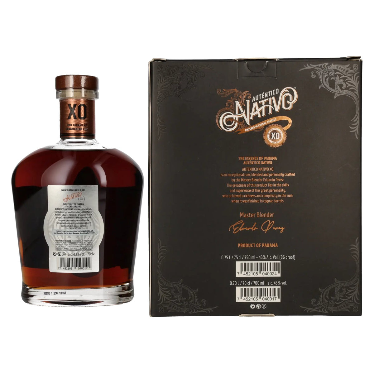 Auténtico Nativo XO Cognac Barrel Finish 43% ABV 0.7l in a gift box