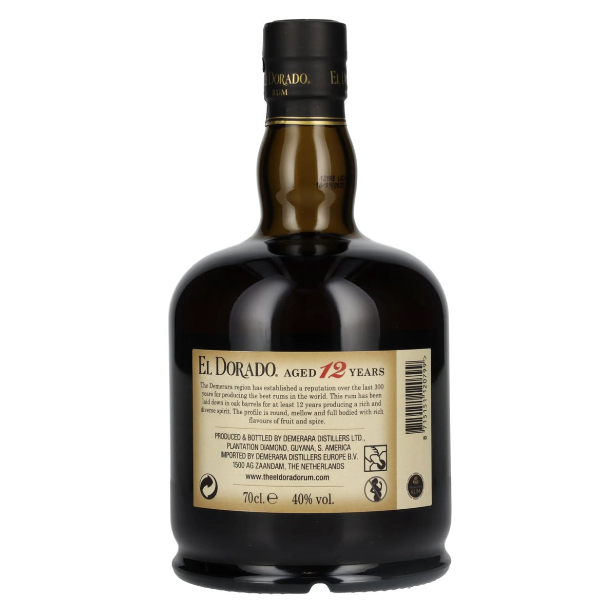El Dorado 12 ans d'âge, rhum Demerara de première qualité, 40 % vol., 0,7 l