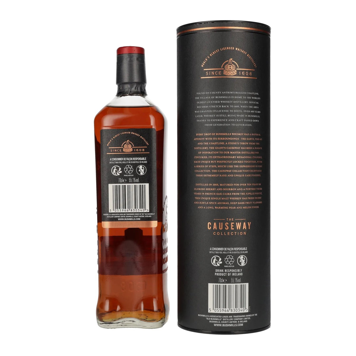 Bushmills THE CAUSEWAY COLLECTION Single Malt Irish Whisky Jupille Casks 2008 55.1% vol. 0.7 l in a gift box