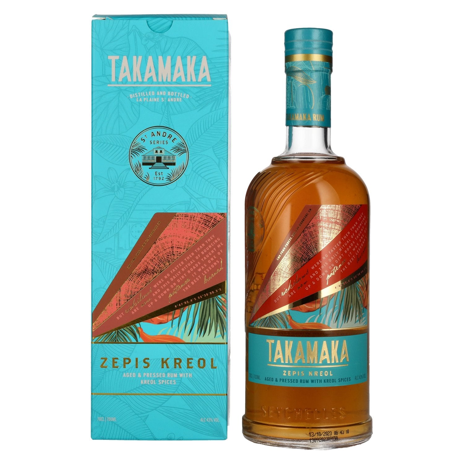 Takamaka ZEPIS KREOL Rum 43% Vol. 0,7l in geschenkverpakking