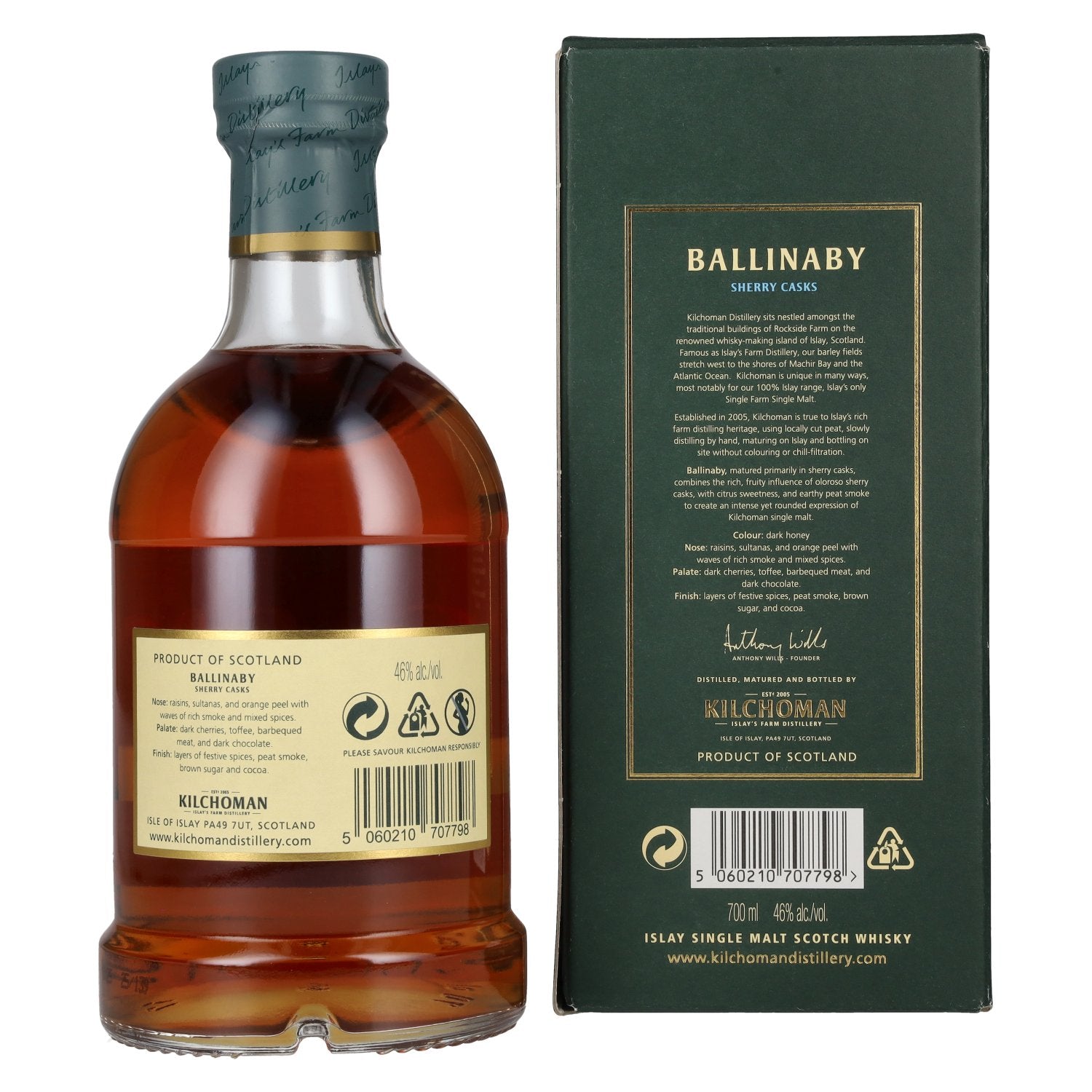 Kilchoman BALLINABY Islay Single Malt Scotch Whisky 46% Vol. 0,7l in geschenkverpakking