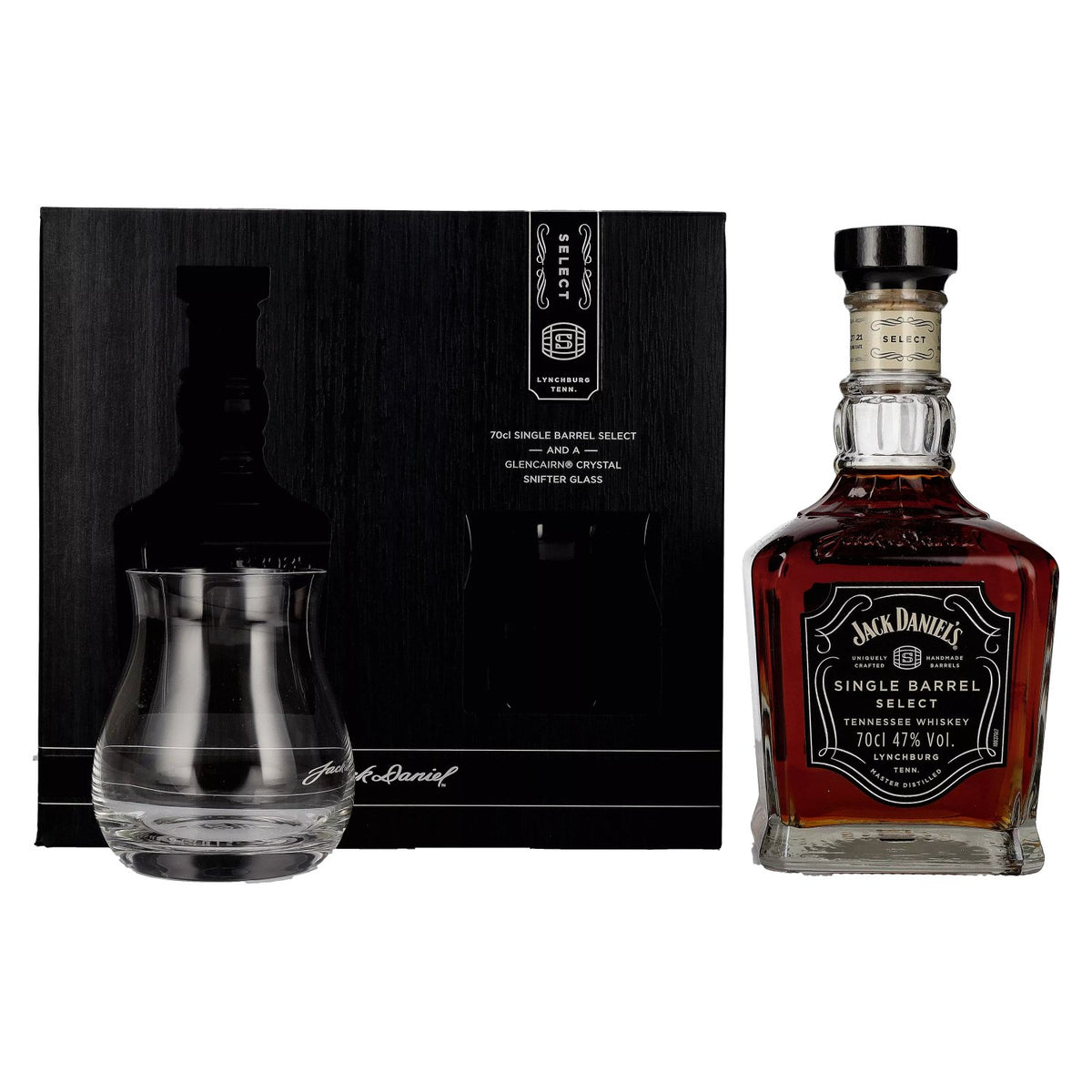 Jack Daniel's Select Single Barrel Tennessee Whiskey 47% vol. 0.7l in a gift box with a snifter glass