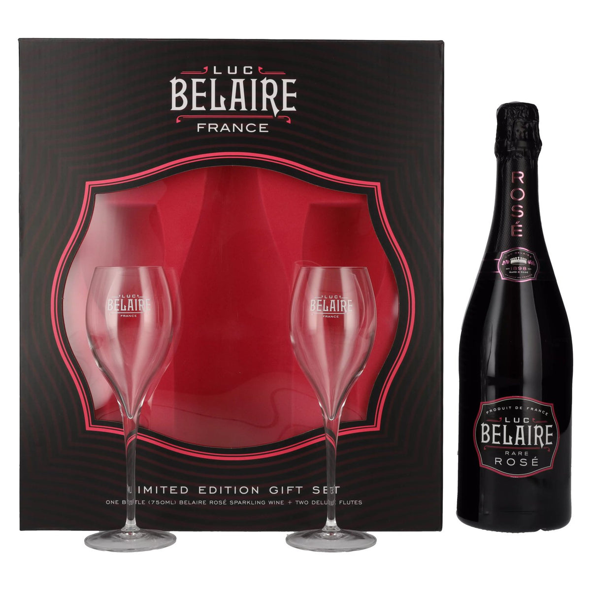Luc Belaire Rare Rosé 12.5% ABV, 0.75 l, in a gift box with 2 glasses