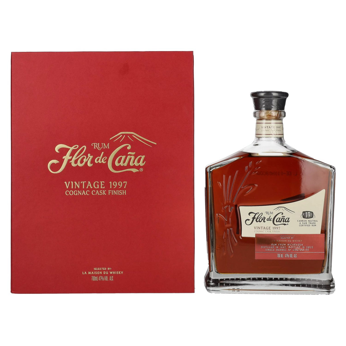 Flor de Caña Rum Cognac Cask Finish Vintage 1997 47% vol. 0,7 l in geschenkverpakking