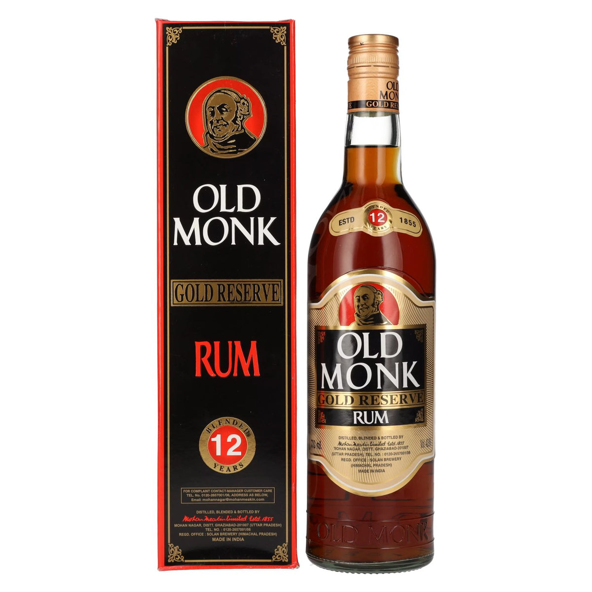 Old Monk Gold Reserve Rum, 12 Years Old, 42.8% vol., 0.7 l, in a gift box