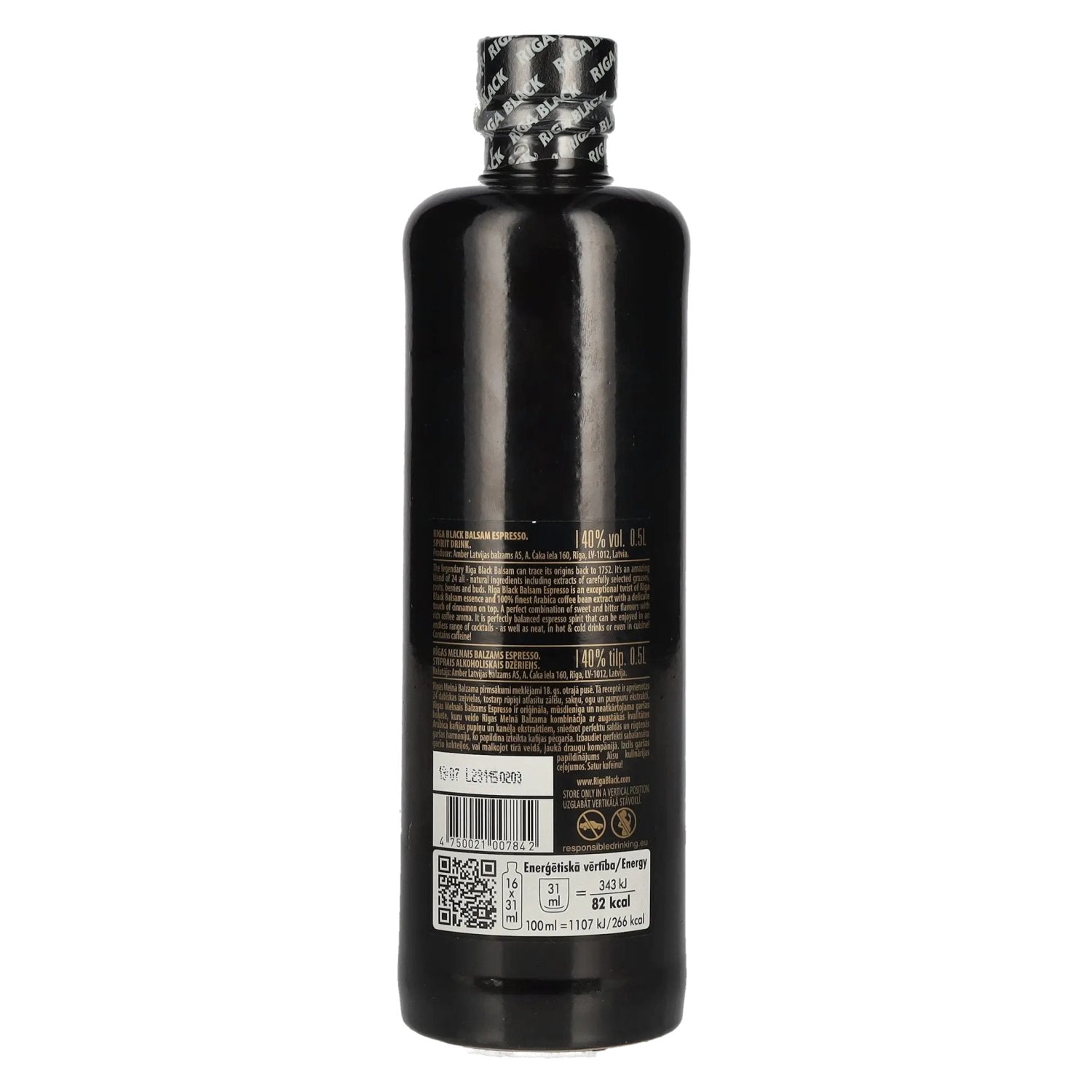 Riga Zwarte Balsem ESPRESSO Origineel Recept 40% Vol. 0,5l