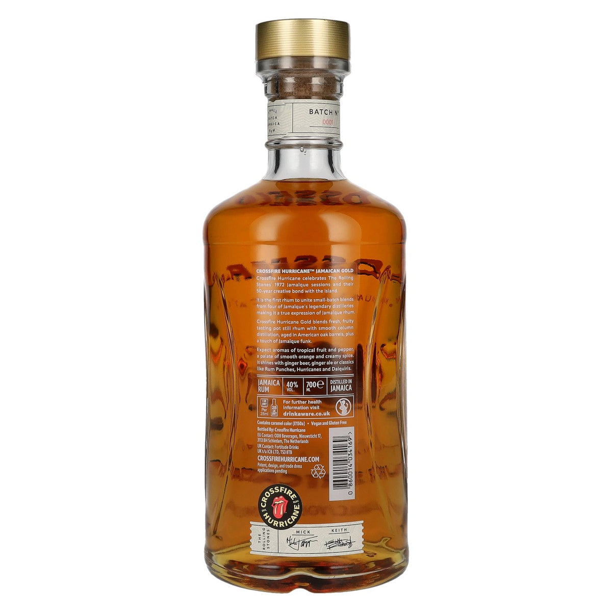 Crossfire HURRICANE x ROLLING STONES Gold Small Batch Jamaica Rum 40% vol. 0,7 l