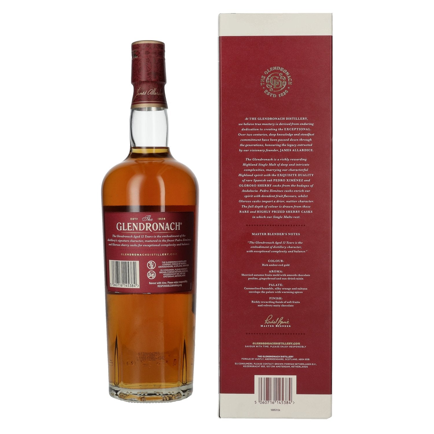 The GlenDronach 12 Years Old SHERRY CASK MATURED Highland Single Malt 43% Vol. 0,7l in geschenkverpakking