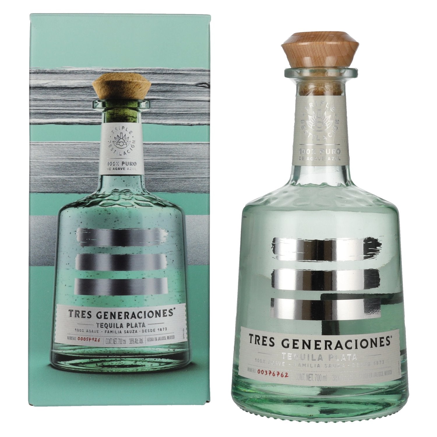 Tres Generaciones Tequila Plata 100% Puro De Agave Azul 38% Vol. 0,7l en boîte cadeau
