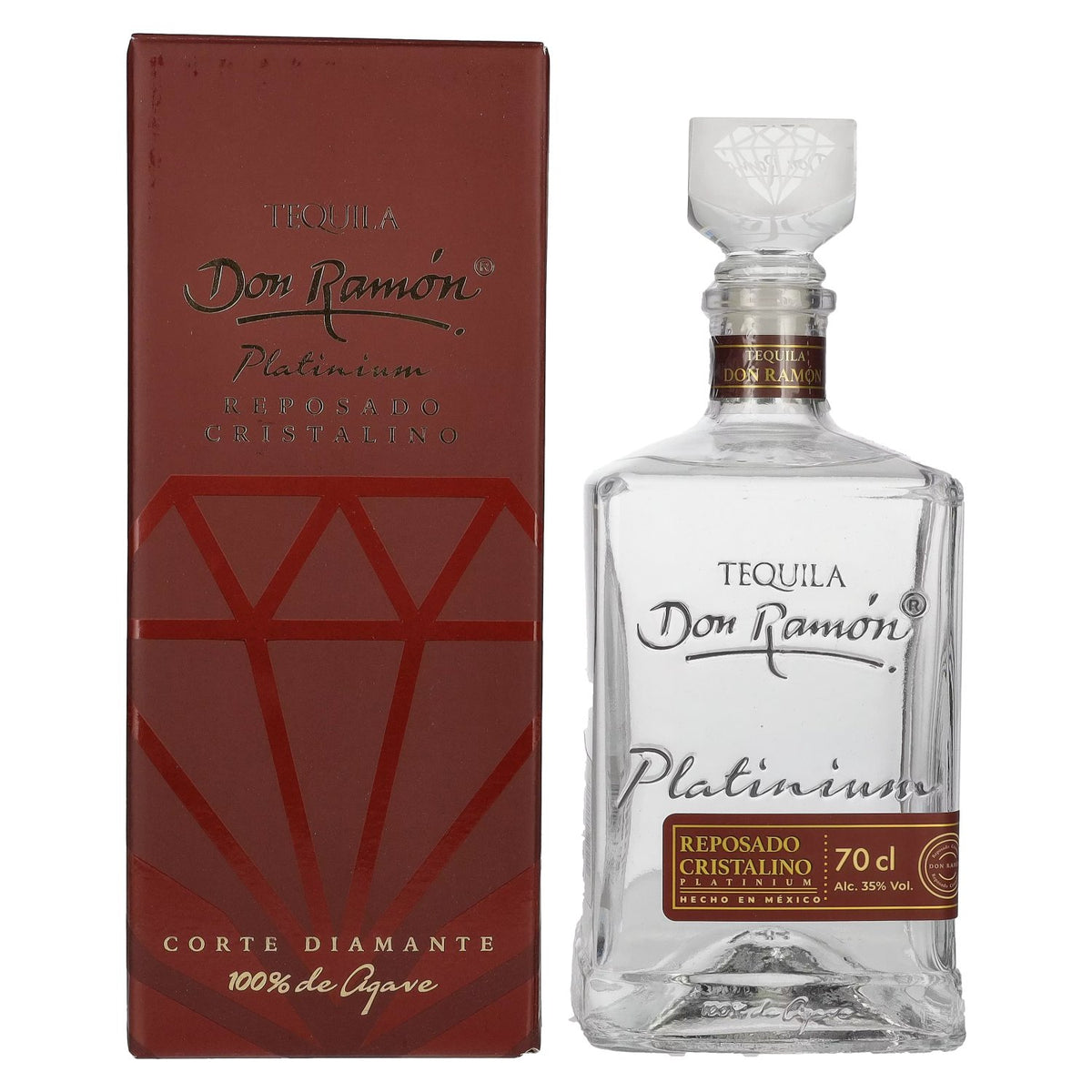 Don Ramón Platinum Reposado Cristalino 100% agave 35% vol. 0,7 l in geschenkverpakking