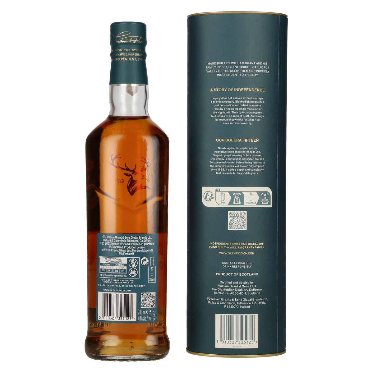 Glenfiddich 15 Solera Single Malt Scotch Whisky 40% ABV 0.7l in a gift box