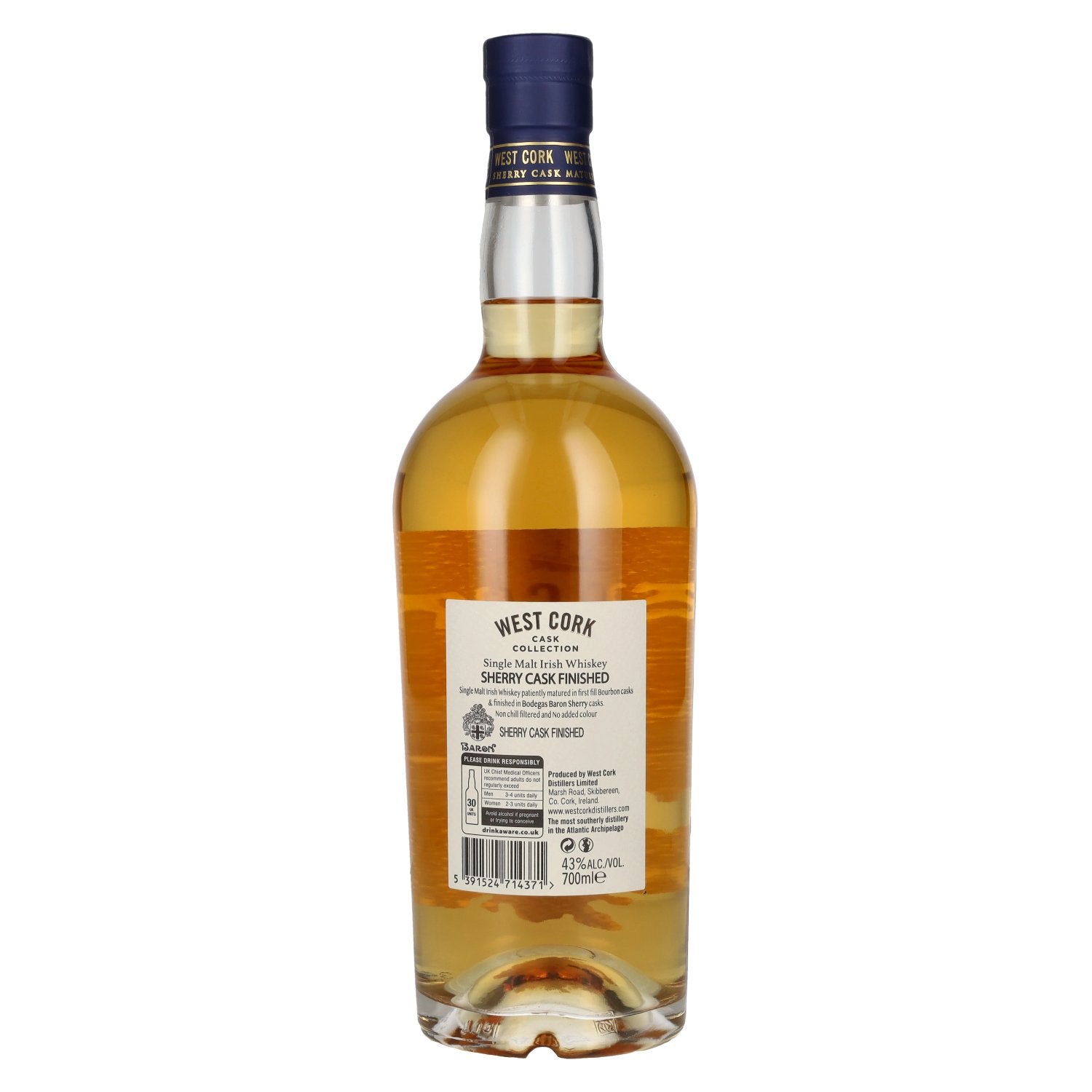 West Cork SHERRY CASK FINISHED Ierse Single Malt Whiskey 43% Vol. 0,7l