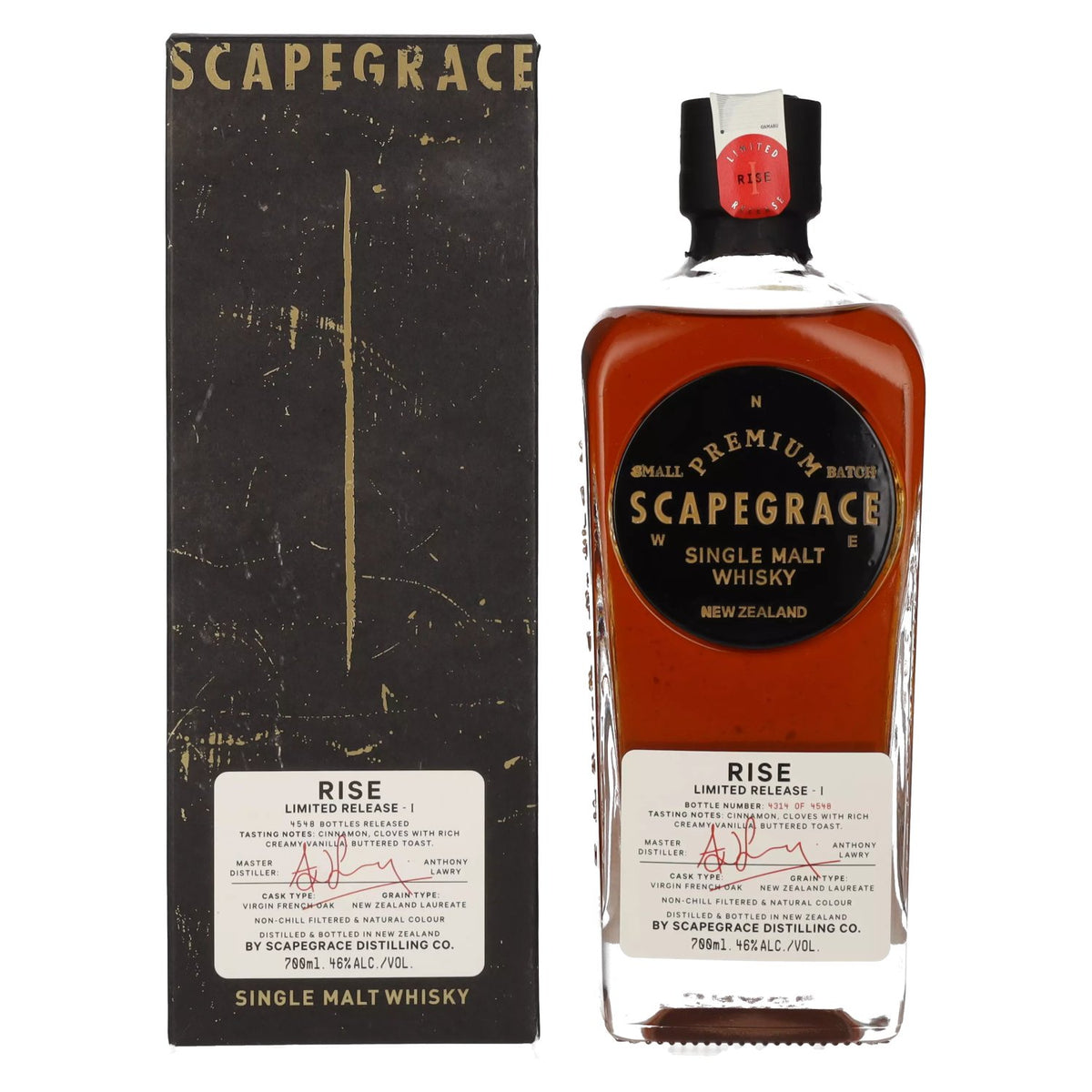 Scapegrace RISE Small Batch Limited Release I 46% Vol. 0,7l in Geschenkbox