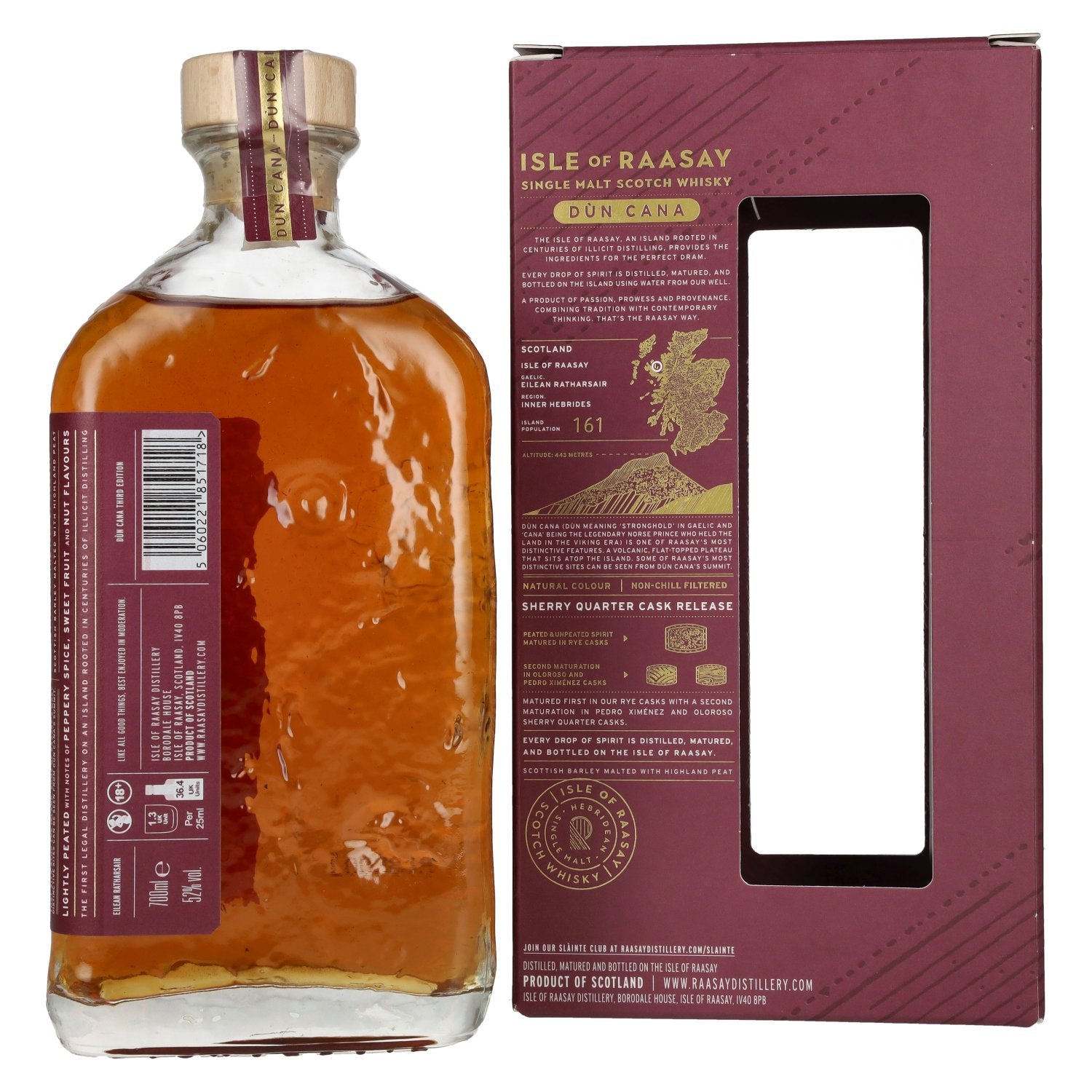 Isle of Raasay Dùn Cana Sherry Quarter Cask Release 52% Vol. 0,7l in geschenkverpakking