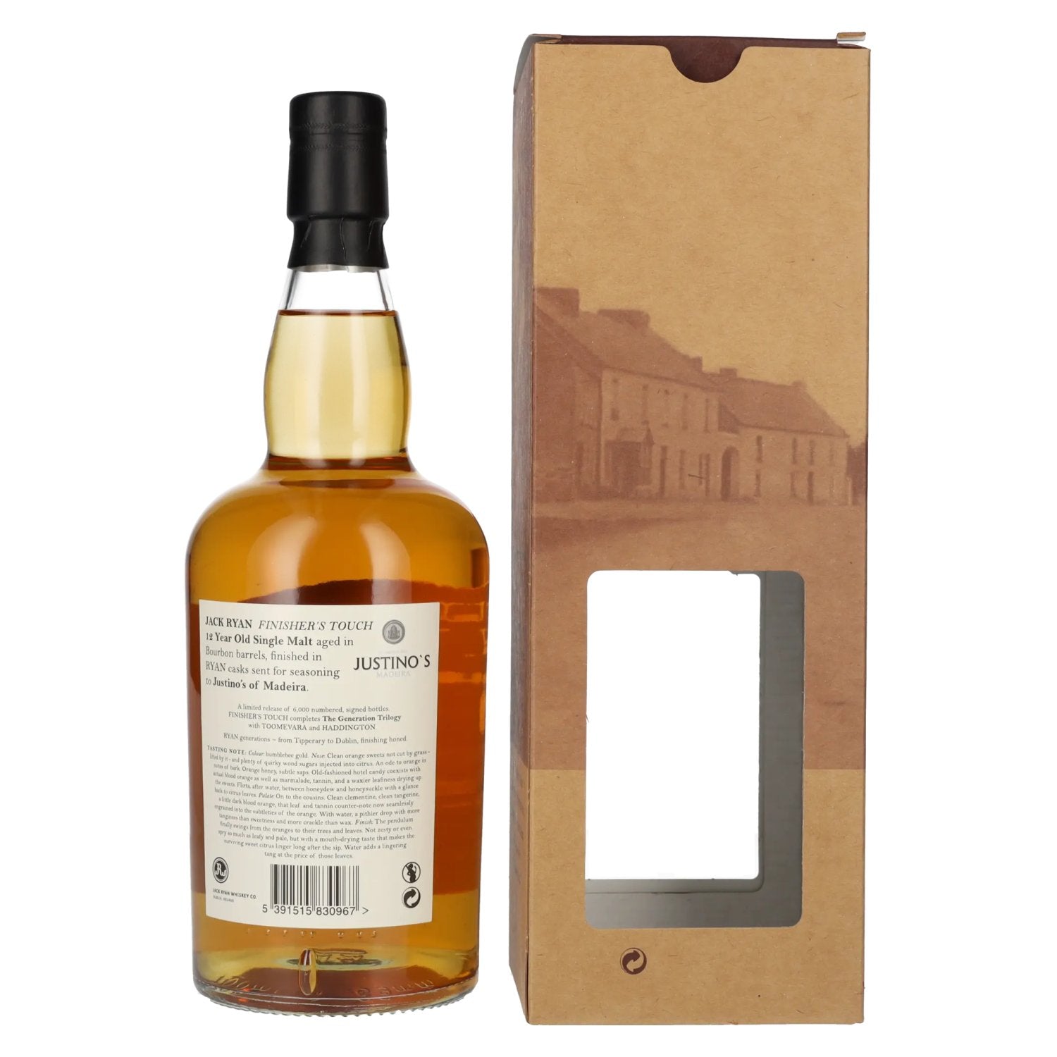 Jack Ryan 12 Years Old FINISHER'S TOUCH Single Malt Irish Whiskey Madeira Finish 46% Vol. 0,7l in geschenkverpakking