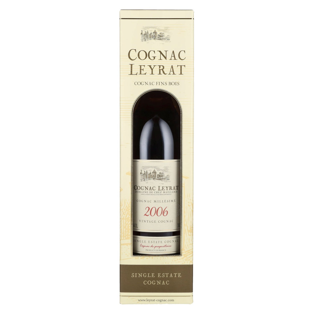 Cognac Leyrat Single Estate Cognac Vintage 2006 44% vol. 0,7 l in geschenkverpakking