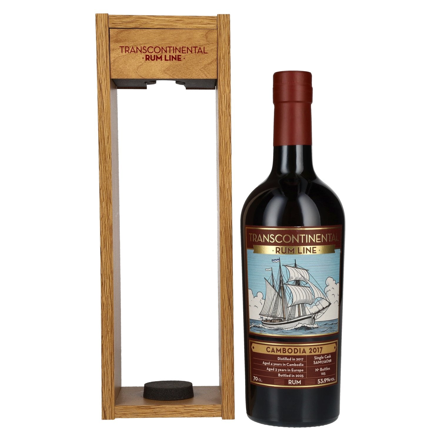 Transcontinental Rum Line CAMBODIA Single Cask Rum 2017 53,9% Vol. 0,7l in houten doos