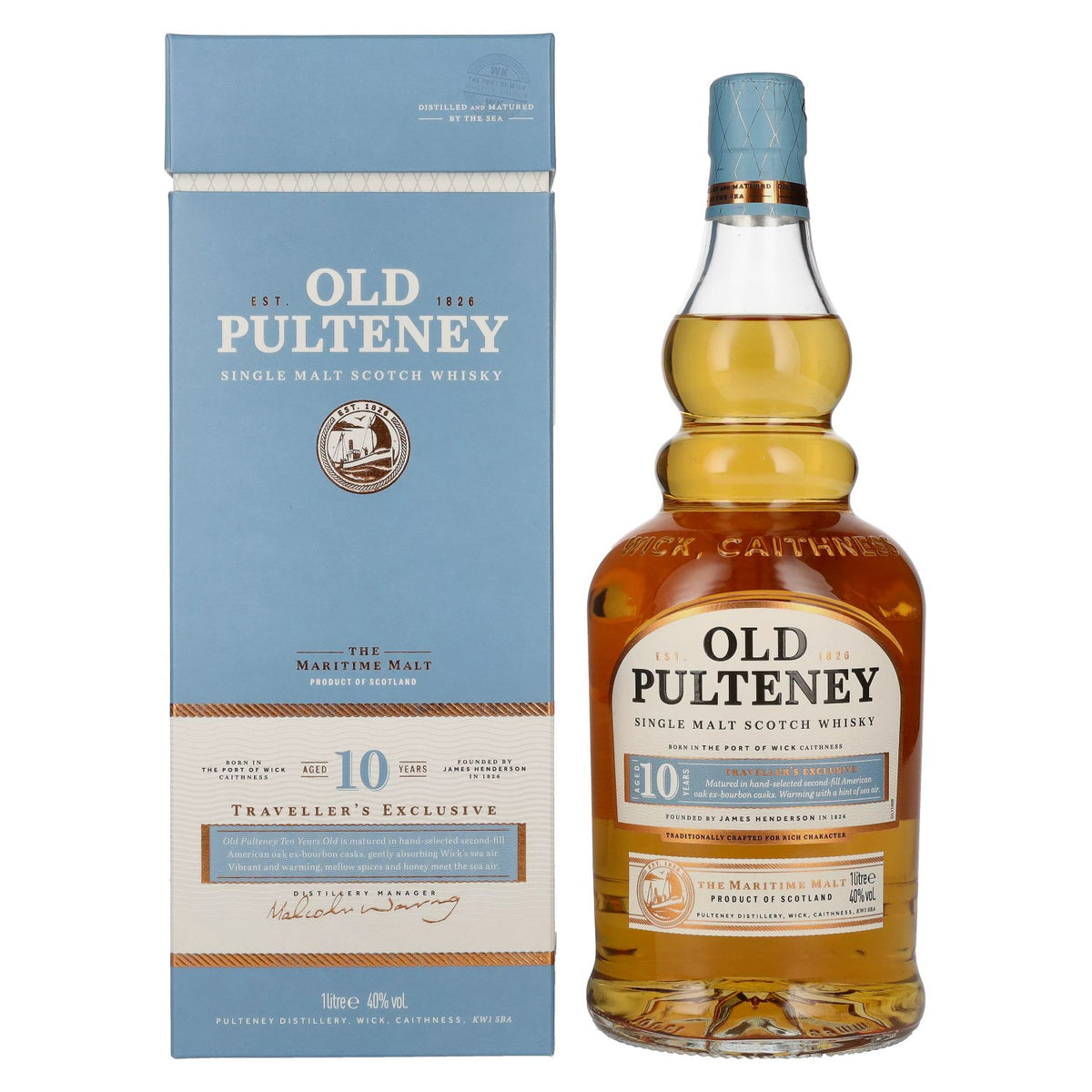 Old Pulteney 10 Years Old Single Malt TRAVELLER'S EXCLUSIVE 40% Vol. 1l in a gift box