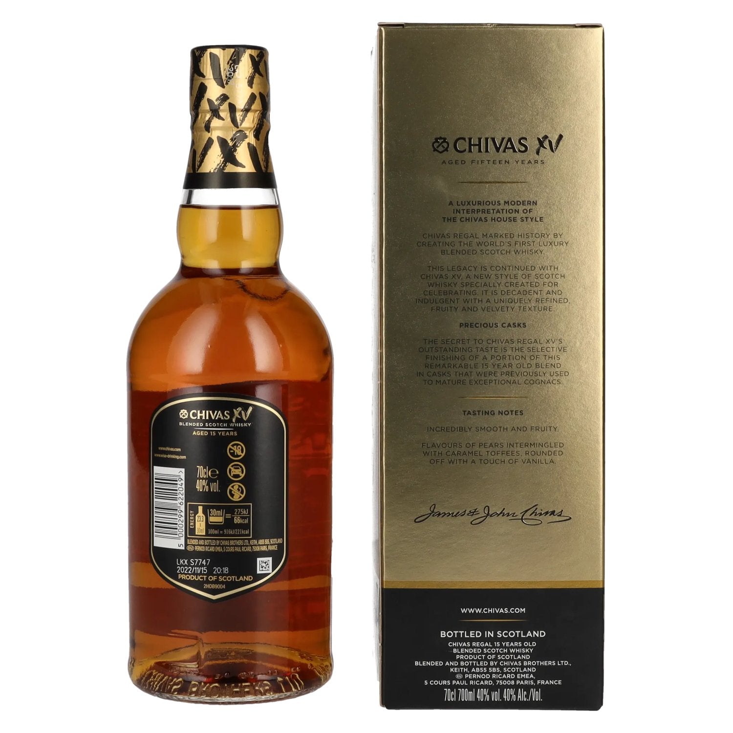 Chivas Regal XV 15 Years Old Blended Scotch Whisky 40% Vol. 0,7l en boîte cadeau