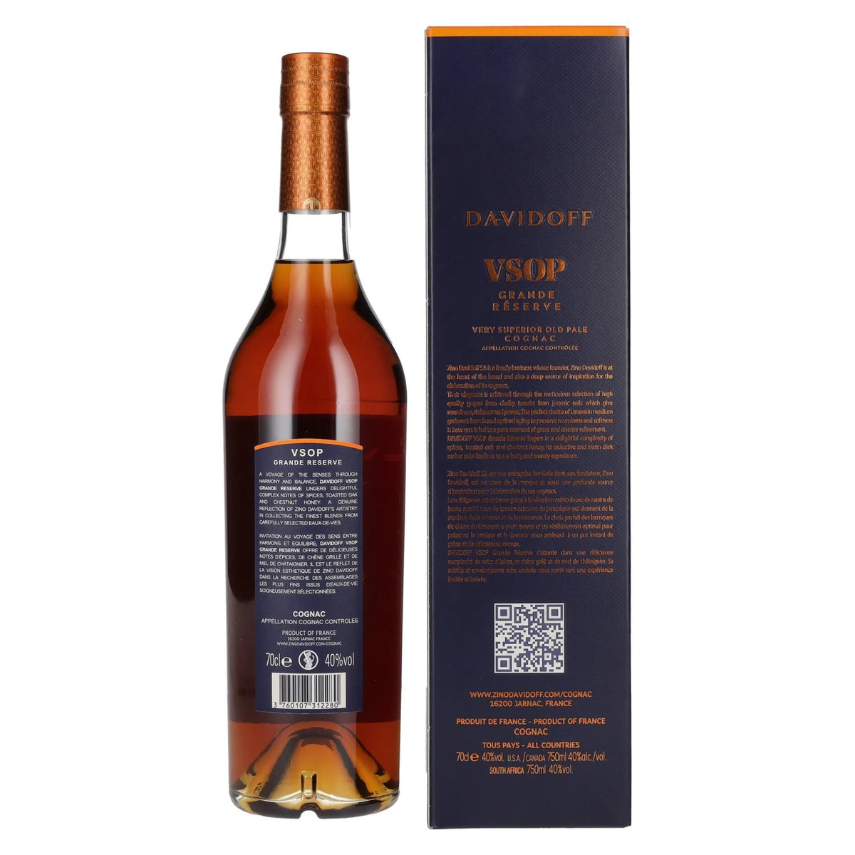 Davidoff VSOP Grande Réserve Cognac 40% vol. 0,7 l in geschenkverpakking