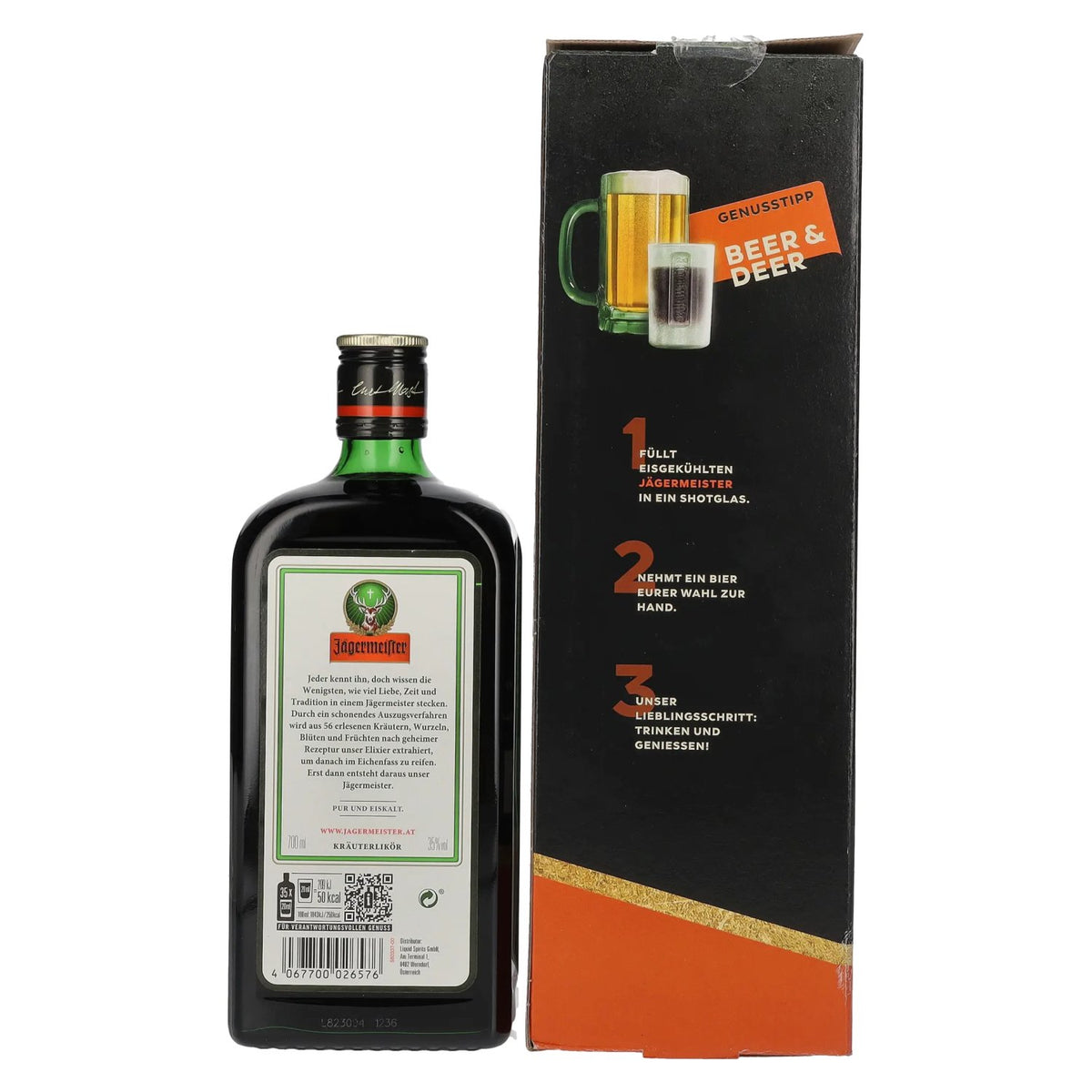 Jägermeister 35% vol. 0,7 l in geschenkverpakking met 2 shotglazen