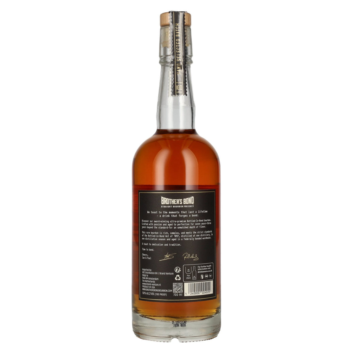 Brother's Bond, bourbon pur « Bottled-In-Bond » de 7 ans d'âge, lot n° 0002, 50 % vol., 0,7 l