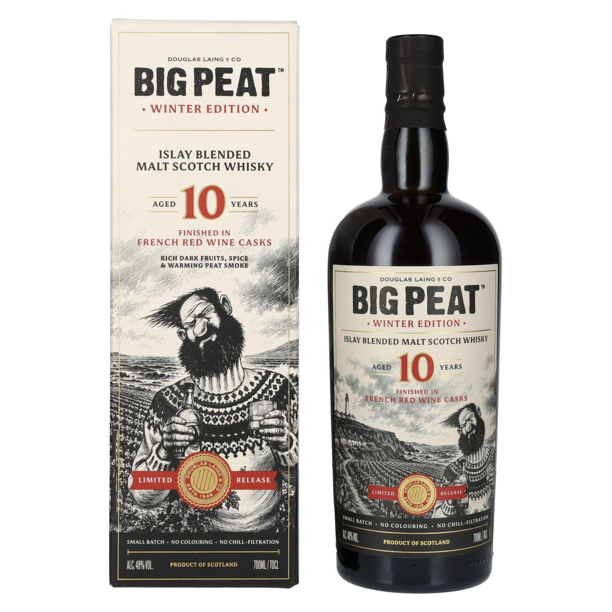 Douglas Laing BIG PEAT 10 Years Old Red Wine Cask The Winter Edition 2026 48% Vol. 0,7l in Geschenkbox