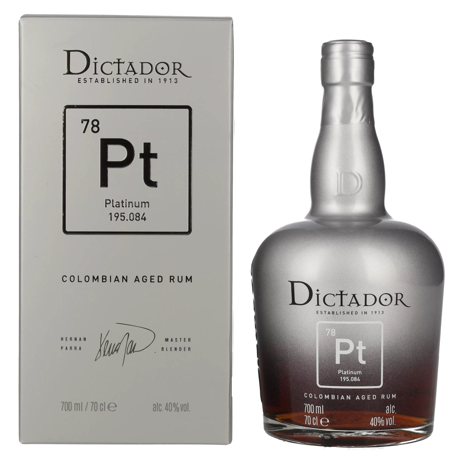 Dictador PLATINUM Colombian Aged Rum 40% Vol. 0,7l in geschenkverpakking