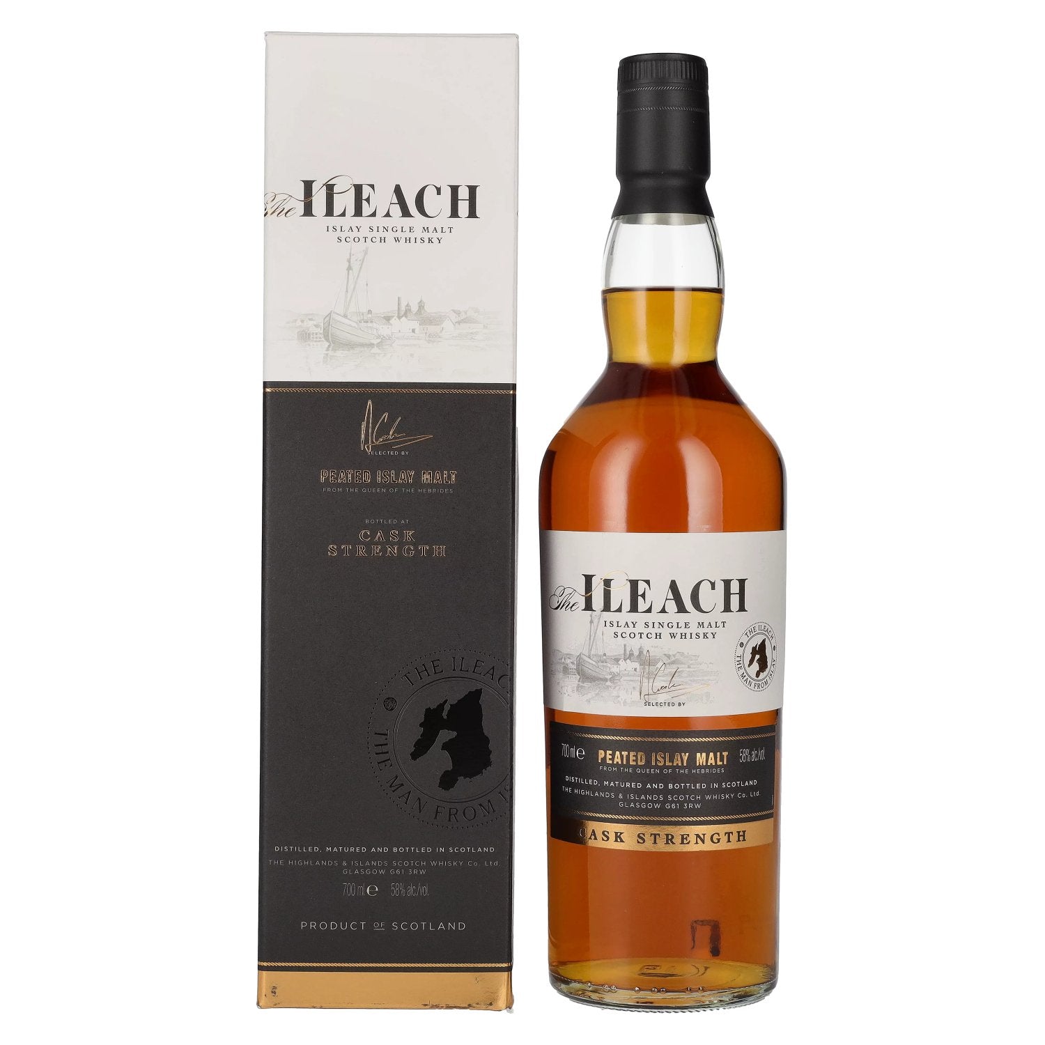 Ileach PEATED ISLAY Single Malt CASK STRENGTH 58% vol. 0,7l en coffret cadeau