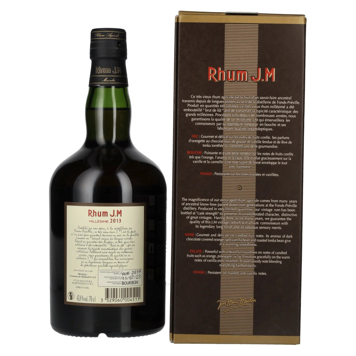 Rhum J.M Vieux Agricole Millésimé 2013 43,8 % vol. 0,7 l dans un coffret cadeau