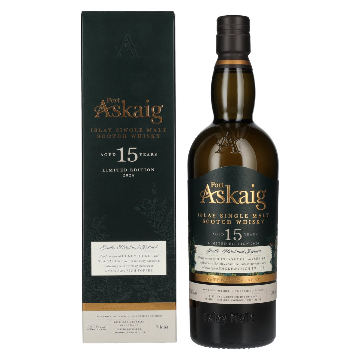 Port Askaig Islay 15 ans d'âge, single malt d'Islay, édition limitée 2024, 50,5 % vol., 0,7 l, dans un coffret cadeau