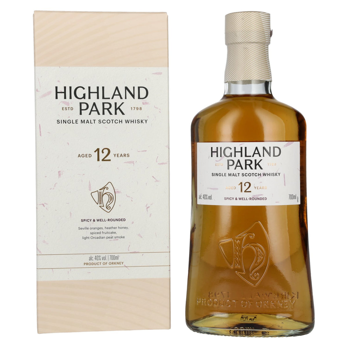 Highland Park 12 Years Old SPICY &amp; WELL-ROUNDED 40% vol. 0,7 l in geschenkverpakking