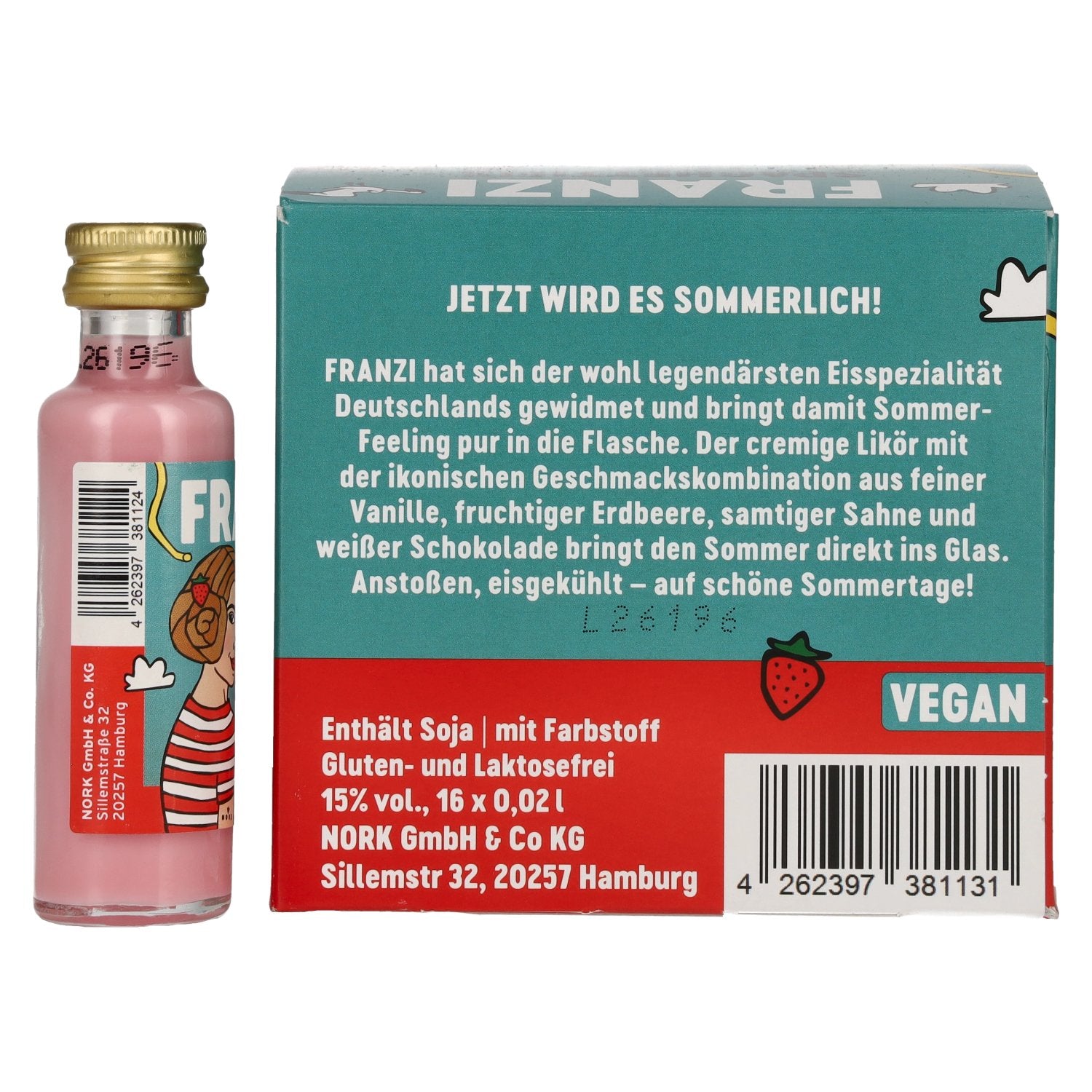 Franzi Likör Spaghettieis, 15 % vol., 16 x 0,02 l