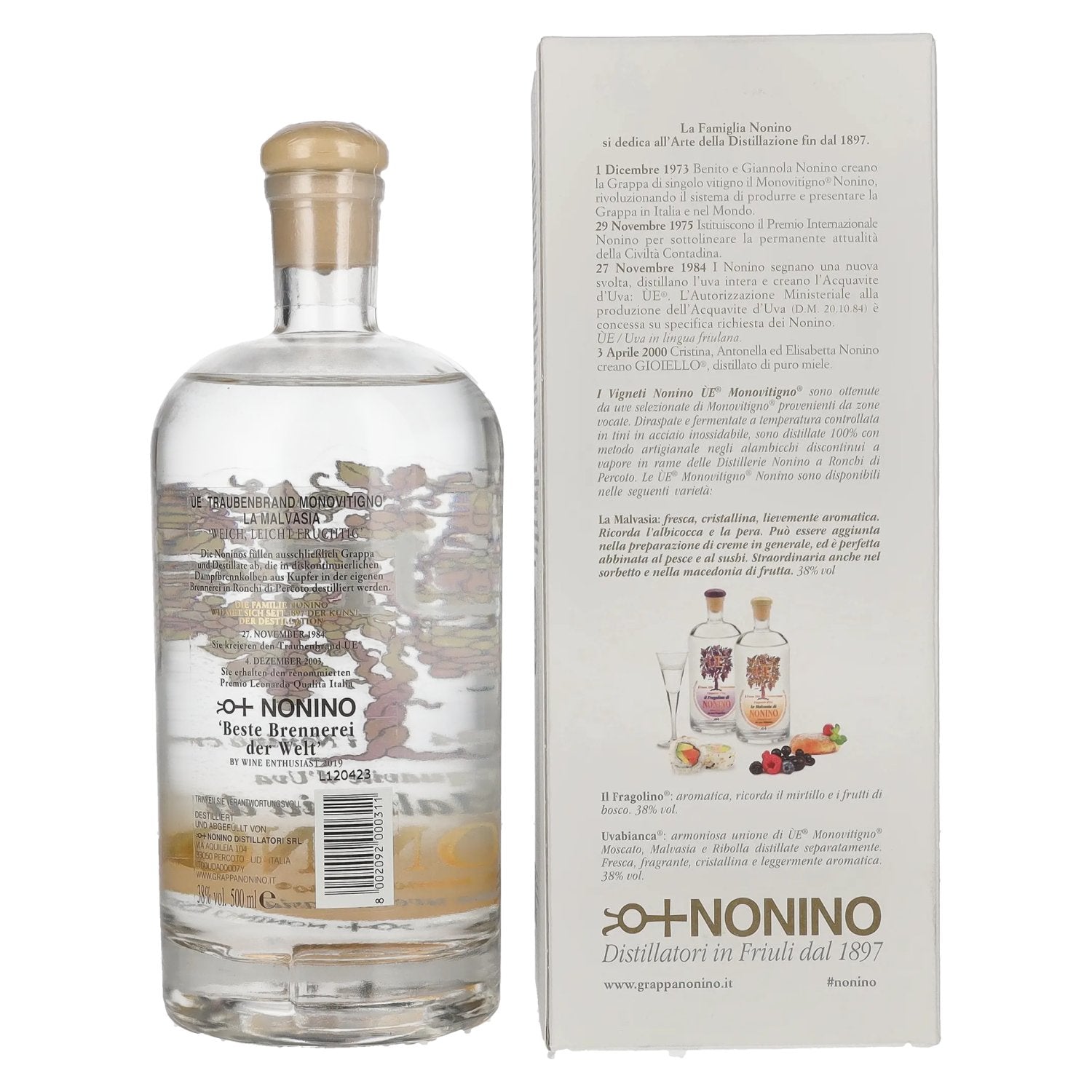 Nonino Grappa ÙE Monovitigno la Malvasia 38% Vol. 0,5l in Geschenkbox