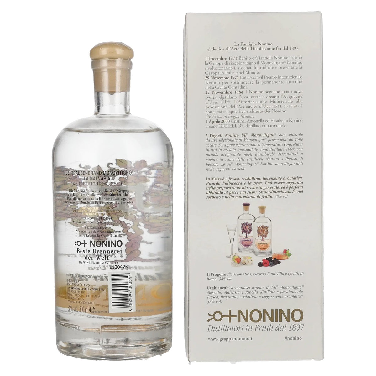 Nonino Grappa ÙE Monovitigno la Malvasia 38% vol. 0.5 l in a gift box