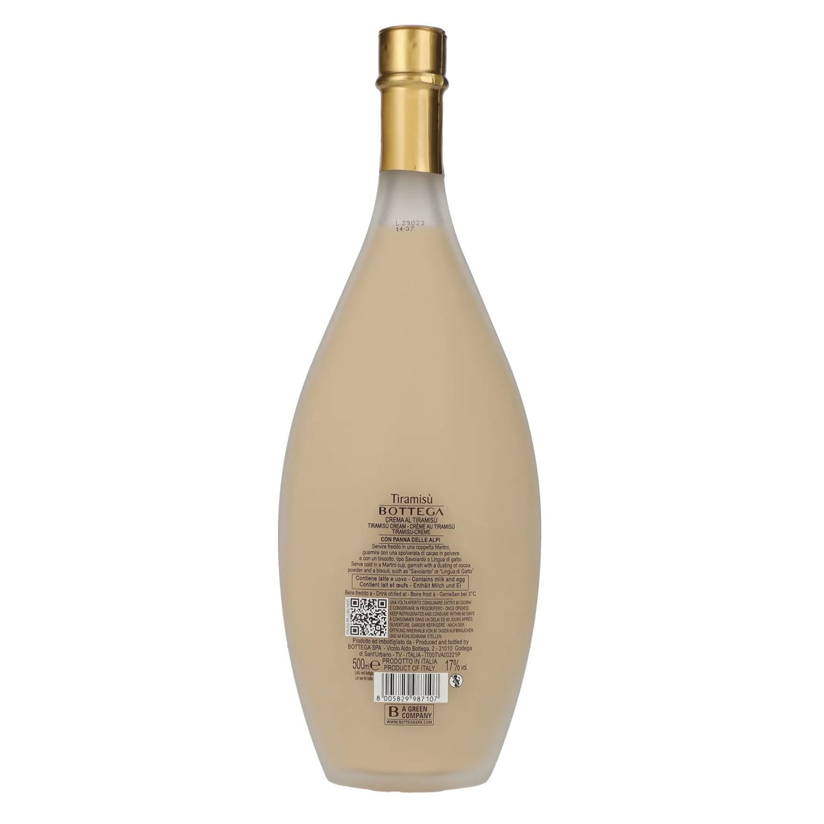 Bottega Crema al TIRAMISÙ Cream Liqueur 17% ABV 0.5 l