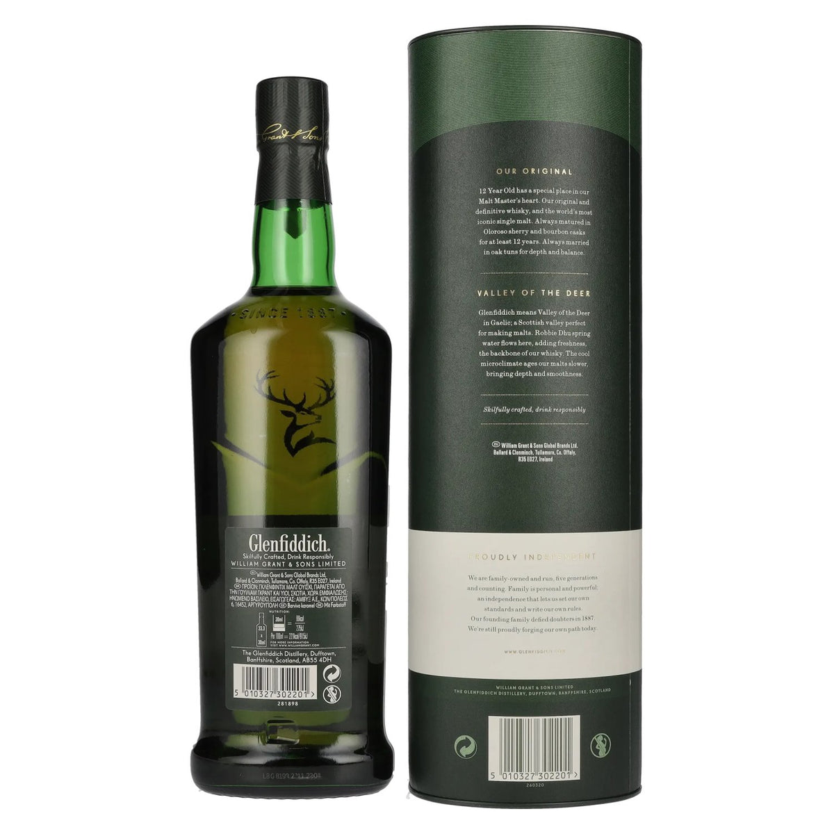 Glenfiddich 12 Years Old Single Malt Scotch Whisky 40% vol. 1 l in geschenkverpakking
