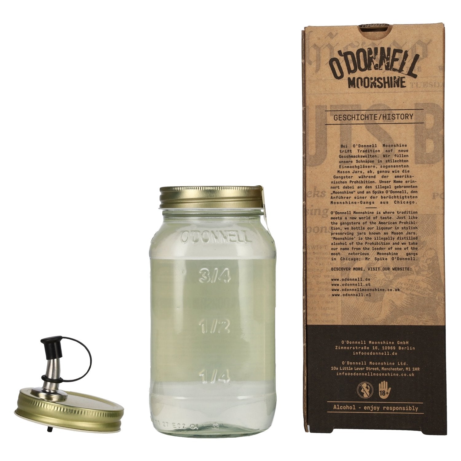 O'Donnell Moonshine LIME likeur 20% vol. 0.7l in geschenkverpakking met schenktuit