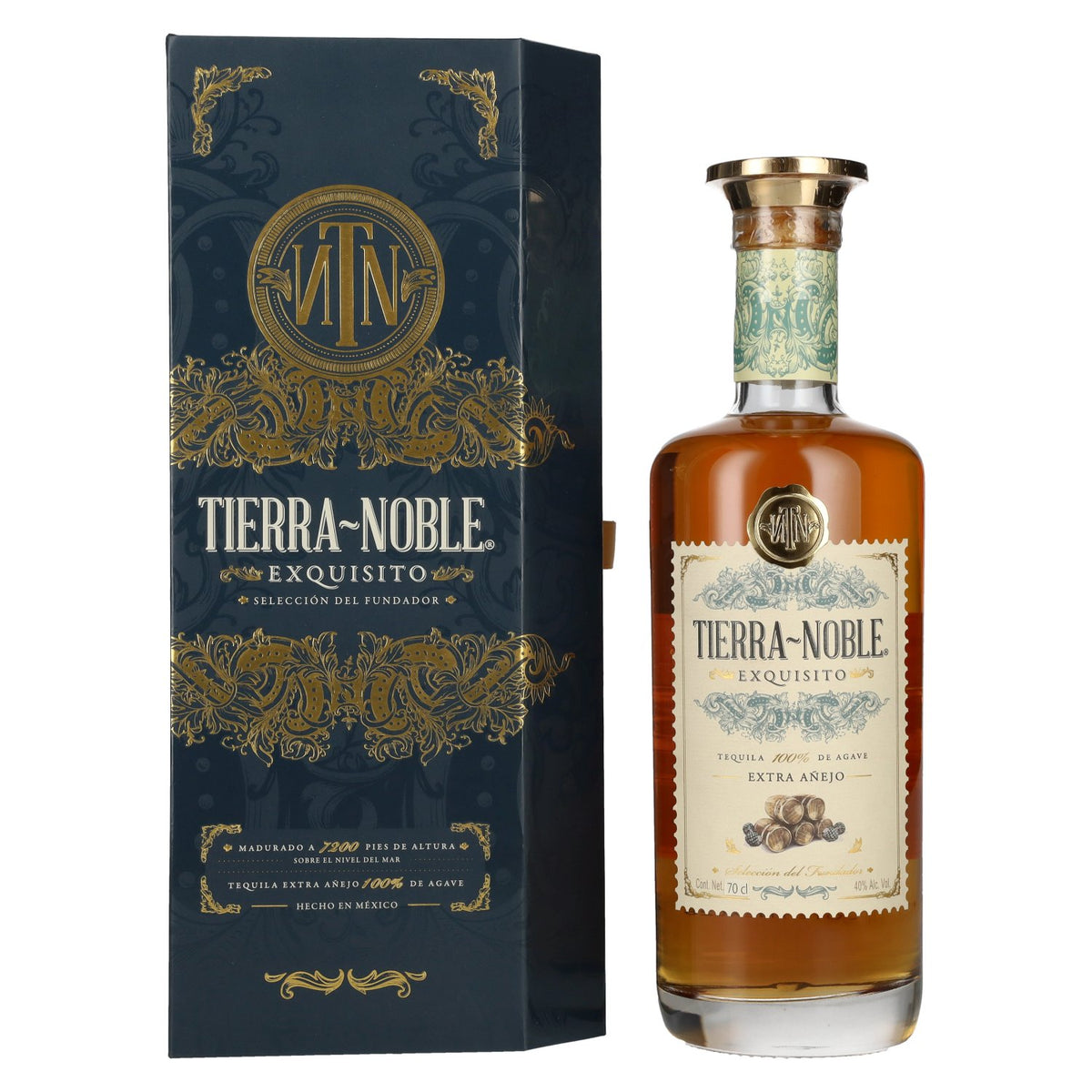 Tierra-Noble EXQUISITO Tequila Extra Añejo 100 % d'agave, 40 % vol., 0,7 l, dans un coffret cadeau