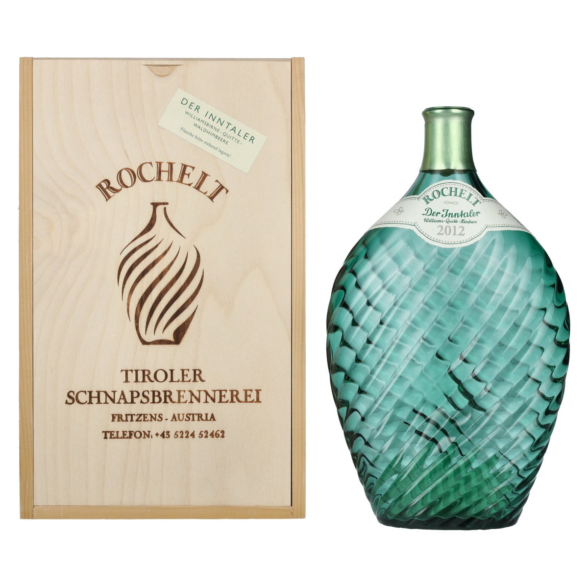 Rochelt ‘Inntal’ Williams Pear, Quince and Wild Raspberry 2012, 50% vol., 0.7 l, in a wooden box